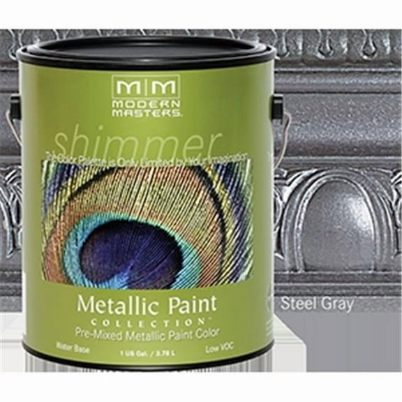 MODERN MASTERS ME244 1 Gallon Steel Gray Metallic Paint - Semi Opaque