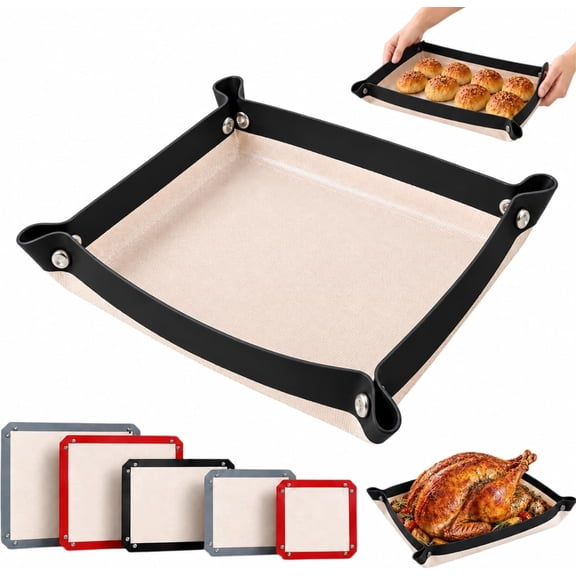 Leakproof Silicone Baking Mat with Snap-Lock Edges, Extra Thick Oven Liner, Reusable Nonstick Cooking Sheet for Roasting