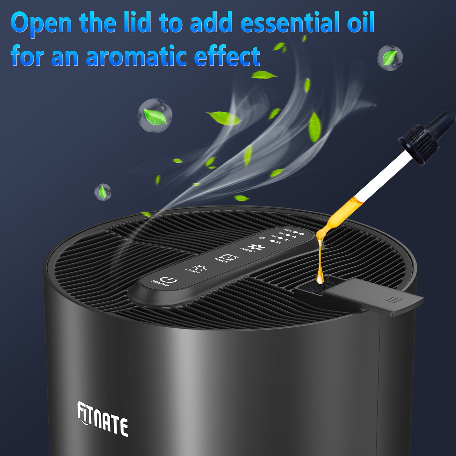 Fitnate 215 Sq Ft True HEPA Aromatherapy Air Purifier, Black