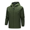 thumbnail image 2 of SWSMCLT Men's Long Sleeve Jacket Full Zip Lightweight Rain Jackets Water Resistant Shell Tops Coat Military Hooded Fall Mountain Tactical Plus Size Windbreaker Soft Casual Army Green Large, 2 of 3