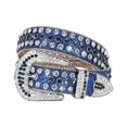 thumbnail image 1 of Ceinture en Strass pour Femmes Ceinture en Similicuir pour Femmes avec Rivets Strass Style Punk Boucle Longueur Ajustable Multi-Trous Épingle Accessoire Style Hip-Hop, 1 of 8