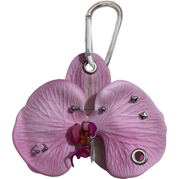 Jiibva Flower Keychain, Simulation Orchid Lily Keychain Y2k Aesthetic Flower Keyring Bag Purse Charms Handbags Decoration Accessories