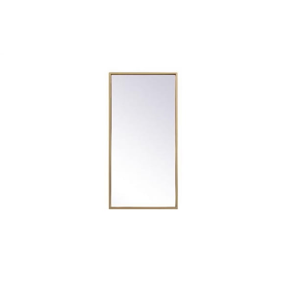 Elegant Decor MR41428BR 14 x 28 in. Metal Frame Rectangle Mirror, Brass