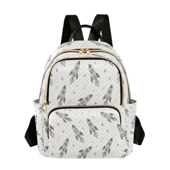 Quilted Backpack Fashion Backpack 10.23*5.11*12.59 Inch Women's Fashion Backpack Picnic Shopping Travel Out Sports backpack Rocket Star White