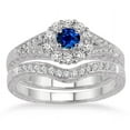 thumbnail image 2 of 1.5 Carat Sapphire and Diamond Antique Floral Bridal set on 10k White Gold, 2 of 3