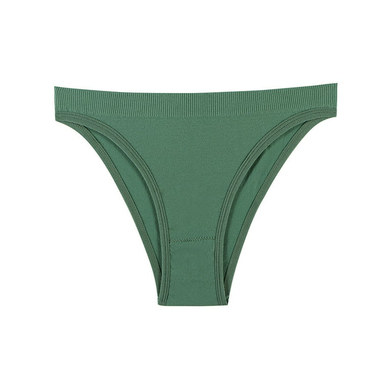 Niuer Ladies Panties Solid Color Underwear Seamless Thongs Stretch Bikini  Briefs No Show Lingerie Green L 