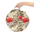 thumbnail image 2 of Love Round Floor Cushion with Handle, Pattern Valentine's Day with Flowers and Butterfly Holiday Love Antiquity Vintage, Pillow for Living Room & Dorms, 18" Round, Beige Brown Red, by Ambesonne, 2 of 4