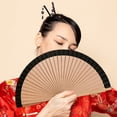 thumbnail image 4 of Vjnyvs Hand Held Folding Fan for Women,Vintage Bamboo Silk Fans, Elegant Foldable Fans for Dance, Music Festival, Wedding, Church, 4 of 7