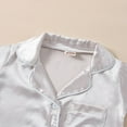 thumbnail image 4 of EIMELI Kids Baby Boy Girl Satin Silk Pyjamas Pjs Set Short Sleeve Button Down Loungewear 2Pcs Nightwear Homewear, 4 of 8