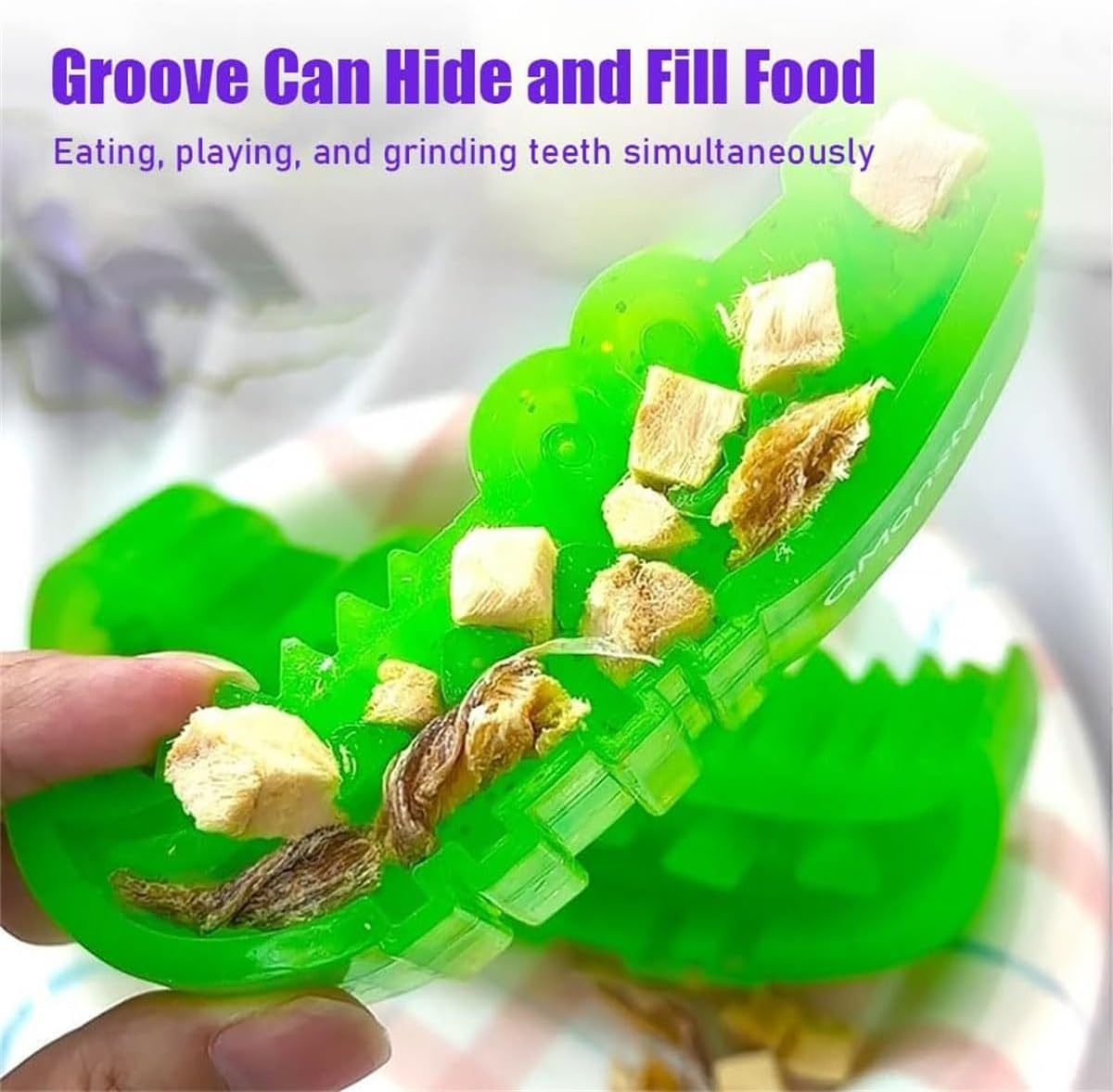 Slow Feed Chew and Fetch Crocodile Dog Slow Feeder Interactive Puzzle Toy Cute Chew Toys Alligator Treat Dispenser for Small Medium Large Dogs Tough Gator Bite and Brush Teeth Cleaning(L*2)