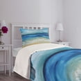 thumbnail image 3 of Ambesonne Art Quilted Bedspread Set 2 Pcs, Tropical Sandy Beach, Twin Size, Navy Blue Pale Brown, 3 of 5