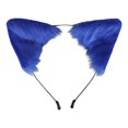 thumbnail image 4 of Diadema con orejas para fiesta, hecha a mano, con pelo sintético, ideal para disfraz de carnaval. Azul, 4 of 9