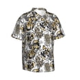 thumbnail image 2 of Balery Tulips Flowers Print Men's Hawaiian Shirts Short Sleeve Beach Shirt Relaxed Fit Vacation Button Down Shirts-Small, 2 of 9