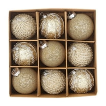 Christmas Decorations Indoor,Sequins Lace Christmas Balls,Christmas Home Decor for Christmas Tree Thanksgiving Party Wedding Baking Cake Decoration,3.15in,9pcs,Gold
