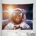 thumbnail image 1 of Space Cat Tapestry, Brave Astronaut Kitty in Suit Above World Lunar Eclipse Backdrop Print, Fabric Wall Hanging Decor for Bedroom Living Room Dorm, 5 Sizes, White and Blue, by Ambesonne, 1 of 1