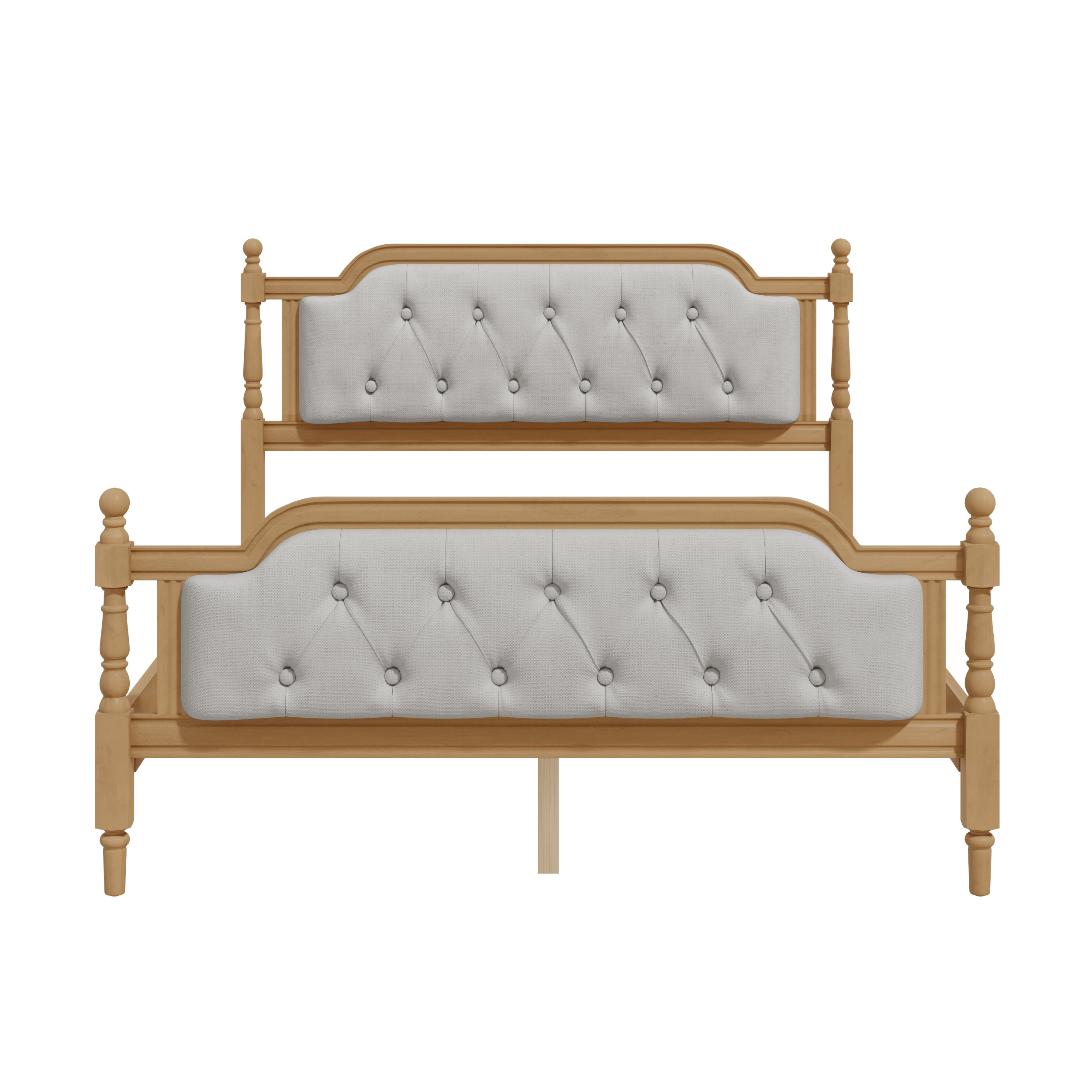 Euroco Traditional Wood Full Size Platform Bed with Upholstered Tufted Headboard, Walnut