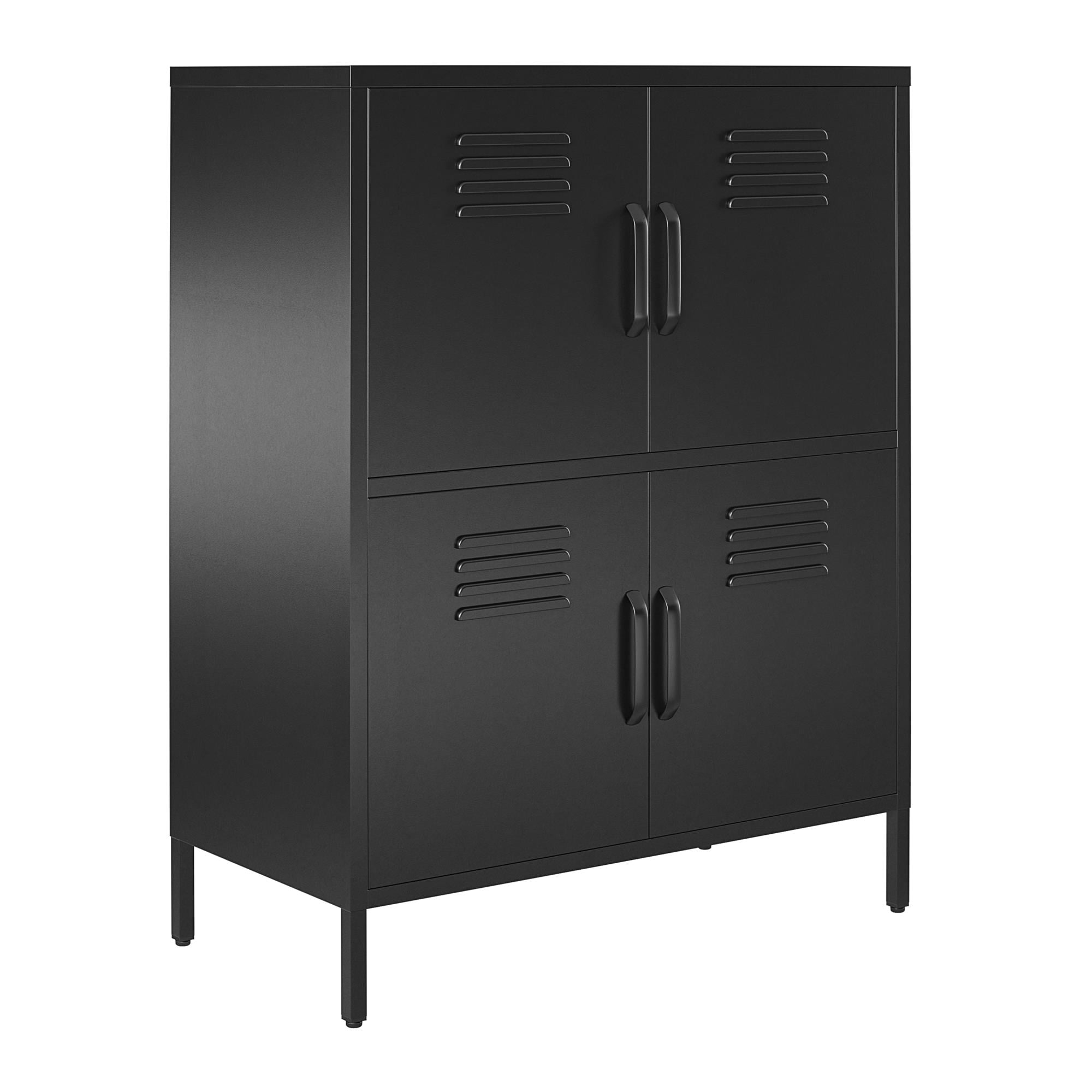 Struikelen Umeki voordeel Shadwick 4 Door Metal Locker Style Accent Storage Cabinet, Black -  Walmart.com