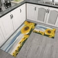 thumbnail image 3 of 2 Piece Sunflower Flowers on White Background Rug Kitchen Rug Set, Decor Kitchen Rugs, Absorbent Non-Slip Washable Floor Mats, Home Indoor Runner Rugs 17"x47"+17"x30", 3 of 7