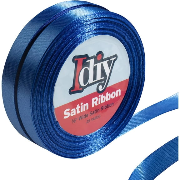 iDIY Satin Ribbon (1/2", 50 Yards) No Wire, DIY Arts & Crafts, Gift Wrapping Baskets, Wedding Decor, Sewing Projects, Party Embellishment, Hair Bows, Floral, Baby Showers (Royale Blue)