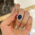 thumbnail image 3 of Hitanshu Jewels Oval Cut Blue Cubic Zirconia Womens Engagement Ring 14K White Gold Finish, 3 of 6