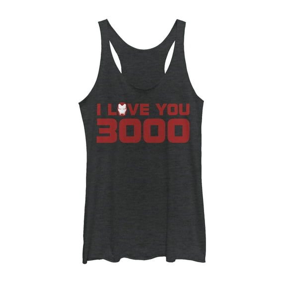 Women's Marvel Love You 3000 Stark Helmet  Racerback Tank Top Black Heather Medium