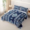thumbnail image 3 of Erosebridal Deep Navy Aztec Twin Quilt Set,Tribal Stars Geometric Twin Coverlet Set For Boys,2-Piece, 3 of 4