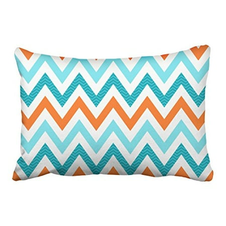 Winhome Decorative Orange Aqua Blue Chevron Pattern Design Throw