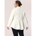 thumbnail image 4 of Blazer de talgrande pamujer con solacon muescas, dobladillo con volantes y péplum, paNavidad Blanco 5X, 4 of 5