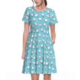 thumbnail image 1 of Easygdp Cartoon Teeth para Vestido Transpirable de Mujer, Vestido Suelto de Manga Corta con Pliegues y Bolsillos para el Verano, 1 of 6