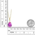 thumbnail image 2 of Gem Stone King 18K Yellow Gold Plated Silver Pink Created Sapphire and White Moissanite Pendant Necklace for Women (10.35 Cttw, Pear Shape 16X12MM, Gemstone, with 18 inch Chain), 2 of 3