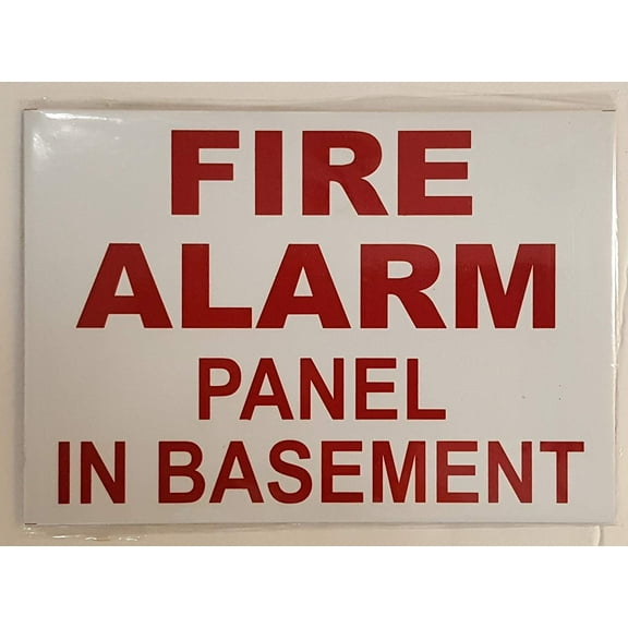 Fire Alarm Panel In Basement Sign with double sided tape (Aluminium, 5 x 3.50 in)