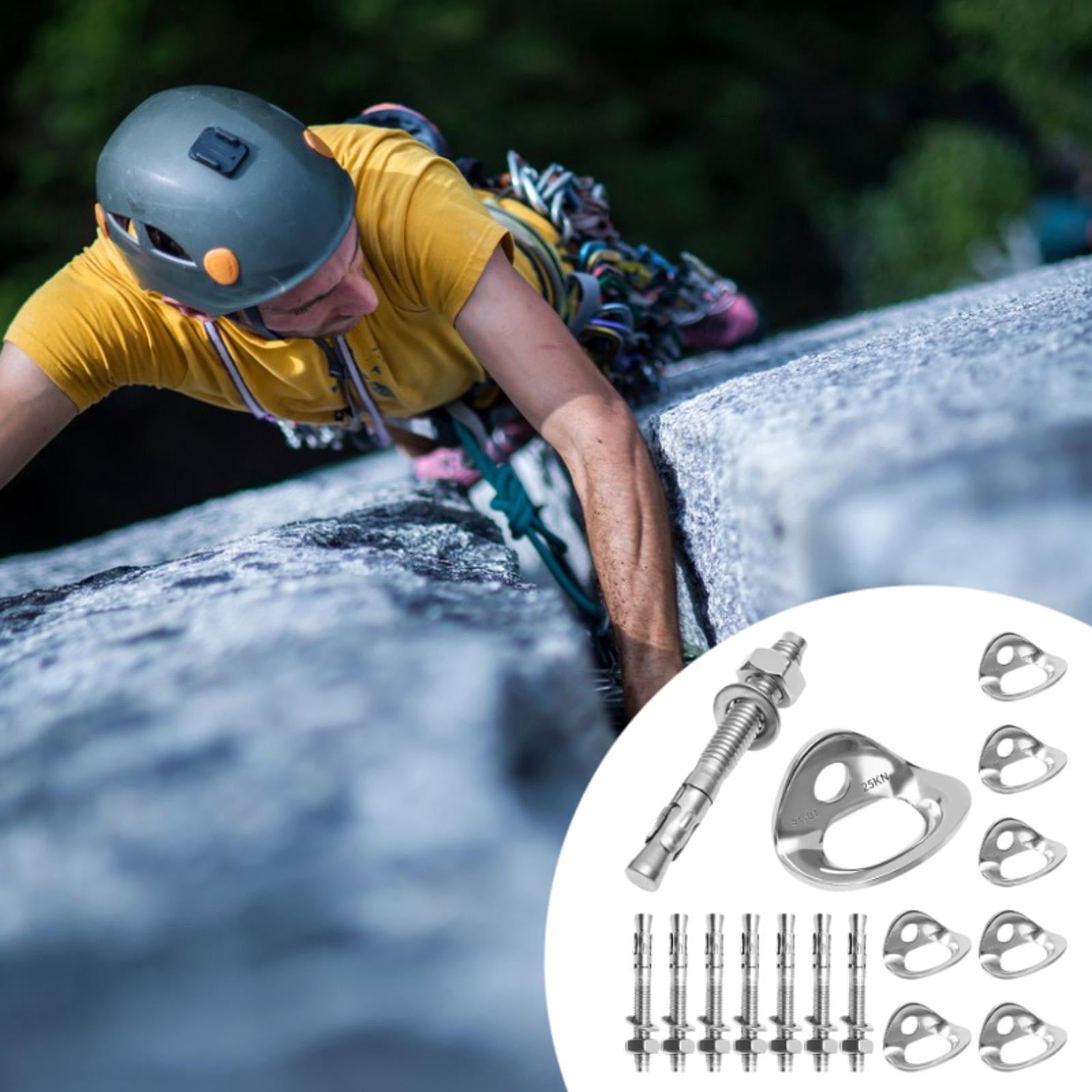 QccHieUs 8 Pieces Climbing Anchor Hangers Stainless Steel Professional Hanging Rings with
