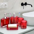 thumbnail image 2 of Garosa Red Bathroom Accessories, Acrylic Bathroom Accessories Set With Bath Cup Bottle Toothbrush Holder Soap Dish 5PC/Set For Hotel Home Bathroom Use, 2 of 9
