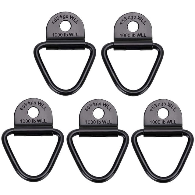 Anclaje de amarre de carga, 5 piezas Pernos de anillo en V de acero negro Pernos de cuerda de carga en anclaje de remolque Clips de montaje en superficie de remolque Punto de anclaje de carga de