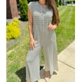 thumbnail image 4 of yoeasy Womens Casual Striped Jumpsuits Summer Cap Sleeve Wide Leg Romper Button Down Comfy Baggy Overalls, 4 of 7