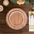 thumbnail image 4 of Efavormart 25 Pack White Brown Wood Grain Print Paper Dinner Plates With Floral Lace Rim, Round Disposable Party Plates - 7", 4 of 8