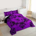 thumbnail image 3 of Homewish Purple Black Damask Queen Comforter Set,Spooky Halloween Gothic Skull Bedding Sets,Retro Victorian Pattern Bedding Comforter Set For Men Women,Ultra Soft Home Decor Reversible,3-Piece, 3 of 8
