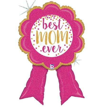 Glittering Best Mom Ever Ribbon Balloon (Best Balloons For Nitrous Oxide)