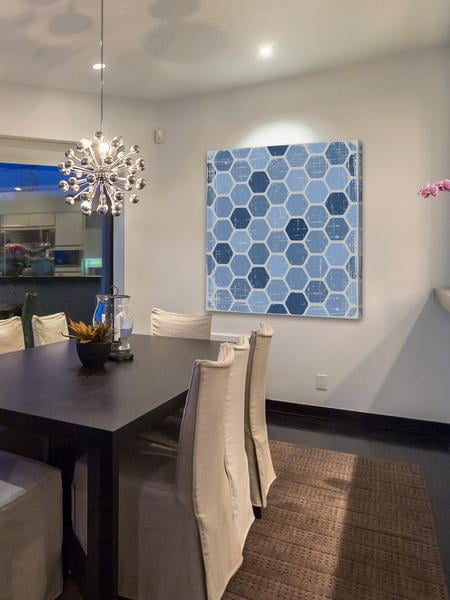 "Blue Honeycomb" Painting Print on Wrapped Canvas