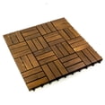 thumbnail image 5 of 10 Pack Acacia Wood Assembled Flooring 12x12 Inch Interlocking Patio Deck Tiles with Grass Accents, 5 of 5
