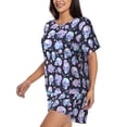 thumbnail image 2 of Daiia Blue Skull Flower Pattern Womens Pajama Sets Short Sleeve Pajamas for Women Sets Soft Lounge Sets Casual Round Neck Sleepwear PJS-Small, 2 of 7