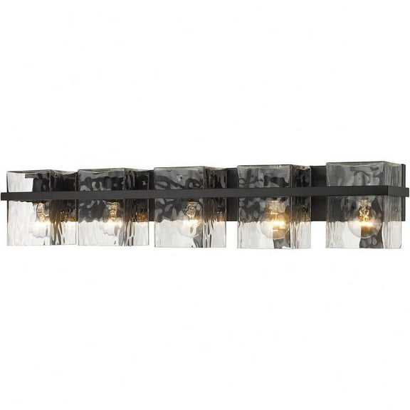 5 Light Farmhouse Steel Vanity Light Fixture with Clear Glass-7 inches H By 36.25 inches W-Matte Black Finish Bailey Street Home 372-Bel-4619892