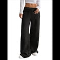 thumbnail image 2 of Pantalones Anchos de para Mujer, Rectos, con Botones y Cremallera Frontal, y Bolsillos Negro S, 2 of 10