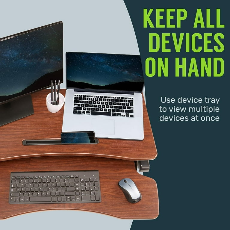 TechOrbits Standing Desk Converter, 32-inch Height Adjustable, MDF