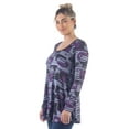 thumbnail image 2 of 24/7 Comfort Apparel Womens Purple Print Scoop Neck Long Sleeve Tunic Top, 2 of 4