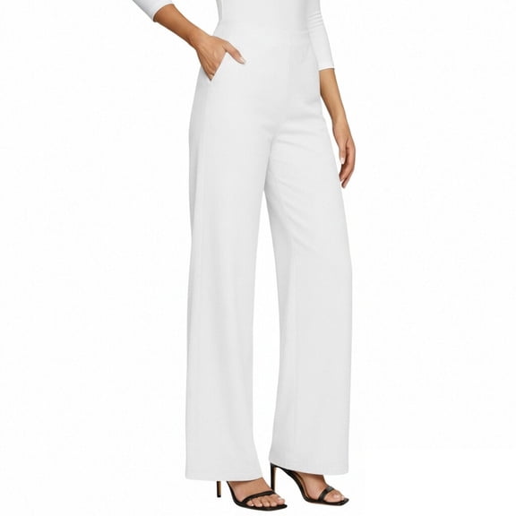 UAMVSH Womens Dress Pants High Waisted Business Casual Slacks Stretchy Pull On Wide Leg Pants with Pockets Office Clothes