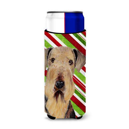 

Caroline s Treasures SC9333MUK Airedale Candy Cane Holiday Christmas Ultra Hugger for slim cans Slim Can multicolor