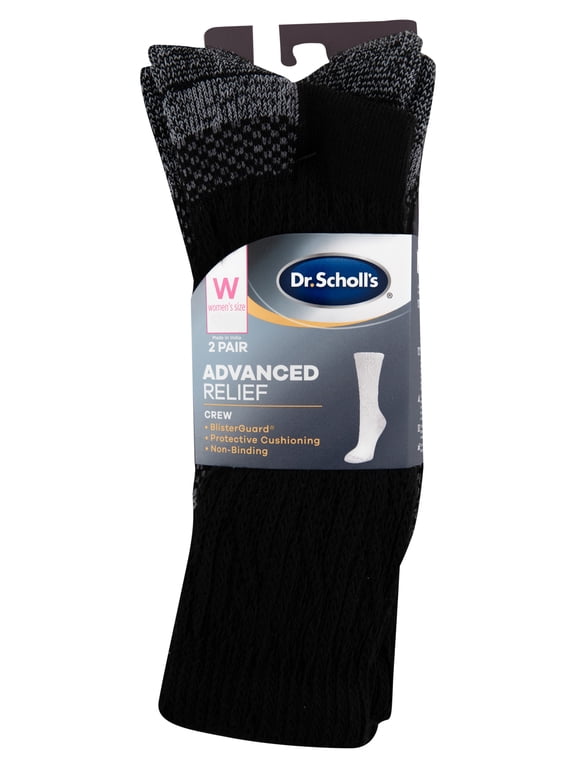 Dr. Scholl's Women's Advanced Relief Crew Socks with BlisterGuard 2 Pack