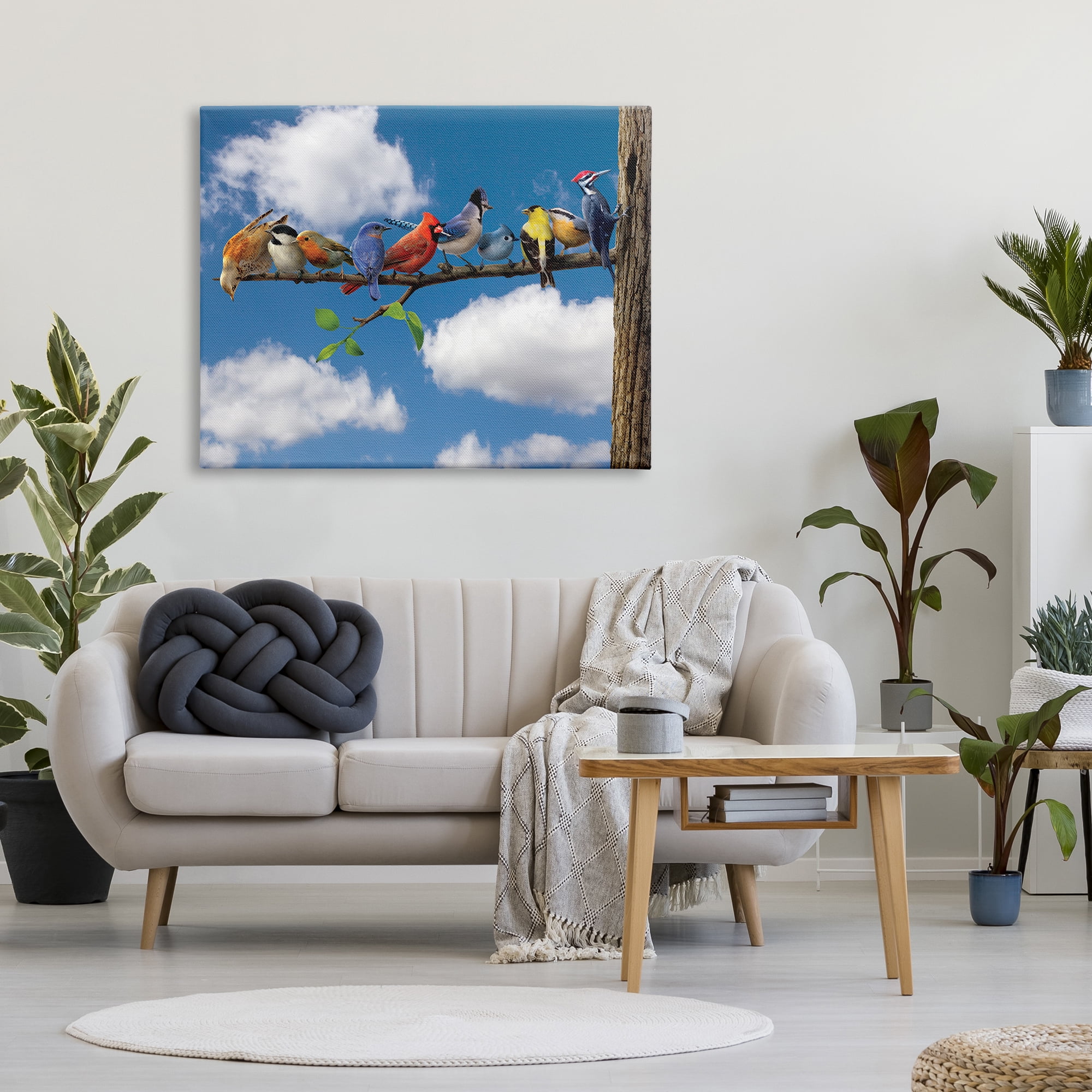 Stupell Industries Various Birds on Branch Animals & Insects Painting Gallery Wrapped Canvas Art Print Wall Art, 48 x 36