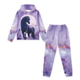 thumbnail image 4 of Uorisanigo 2 PCS Outfit Boys Girls Western Horse Purple Pullover Hoodies Sweatshirt and Sweatpants Suit for Kids Tracksuit Set, Loose Fall Winter Sweatshirts and Pants Outfits, 4 of 7